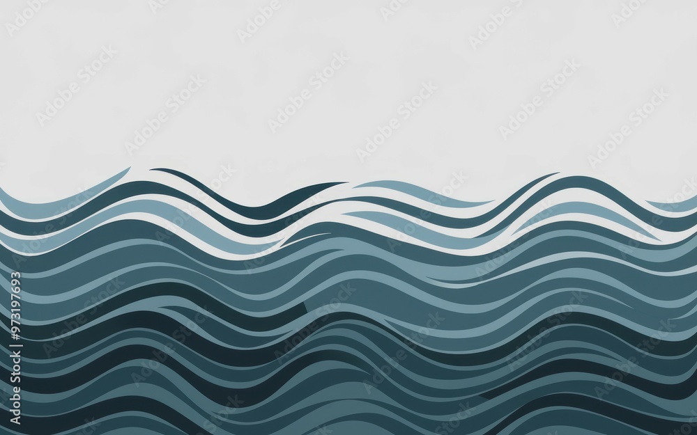Poster abstract ocean waves. abstract pattern of blue waves on a gray background. perfect for design projec