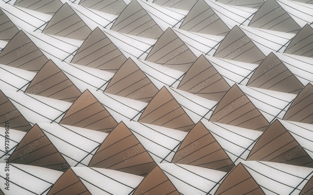Poster geometric pattern roof. abstract geometric pattern of a modern roof design. the pattern creates an o