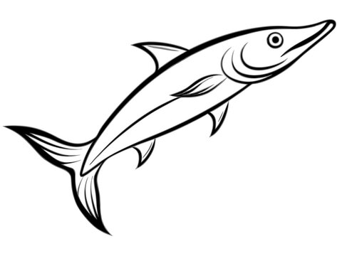 recommend clip art: barracuda jumping style line art vector illustration 