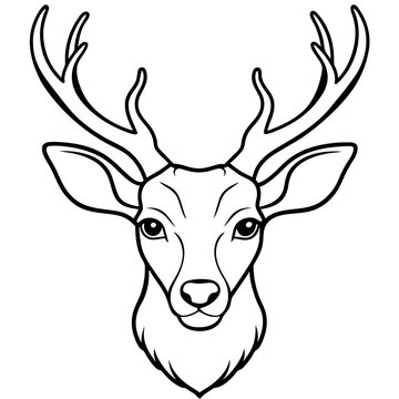 recommend clip art: deer head line art vector illustration