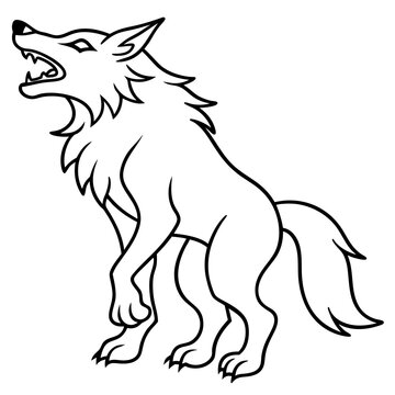 recommend clip art: werewolf howling line art simple vector illustration