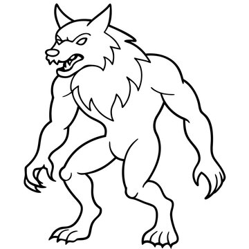 recommend clip art: werewolf howling line art simple vector illustration