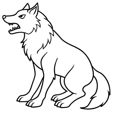 recommend clip art: werewolf howling line art simple vector illustration