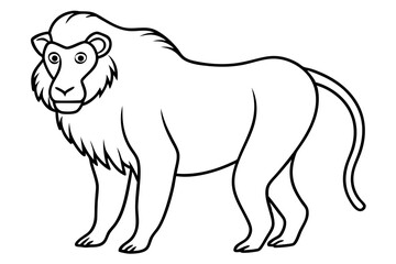 baboon line art on white background