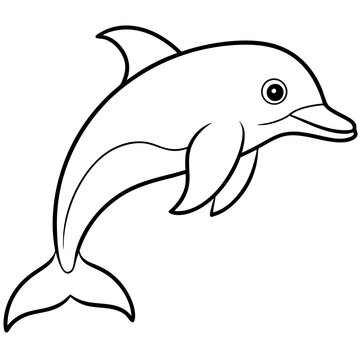 recommend clip art: dolphin vector line art black and white background