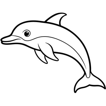 recommend clip art: dolphin vector line art black and white background