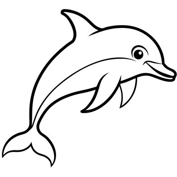 recommend clip art: dolphin vector line art black and white background