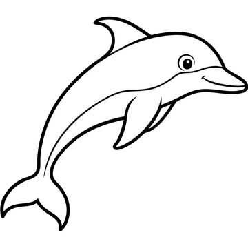 recommend clip art: dolphin vector line art black and white background