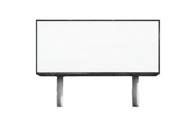 Blank billboard isolated on white or transparent background