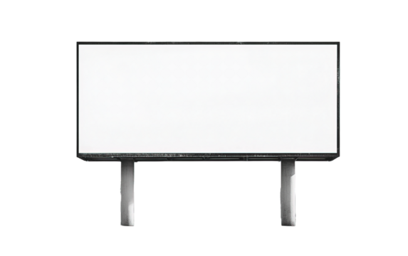 Blank billboard isolated on white or transparent background