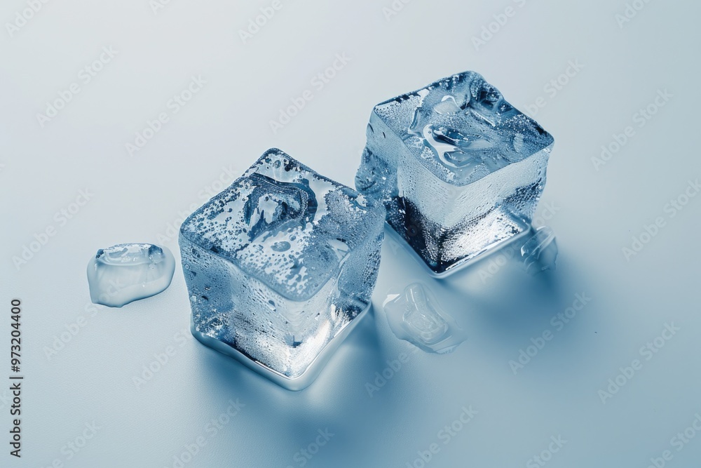 Aufkleber A pair of ice cubes sits on a flat surface, ready for use in various applications