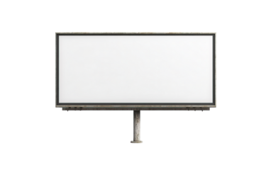 Blank billboard isolated on white or transparent background
