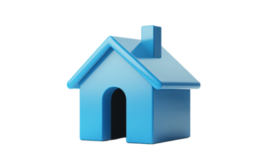 Blue House Minimalist Home isolated on white or transparent background