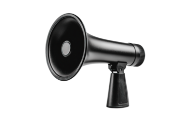 Black megaphone isolated on white or transparent background