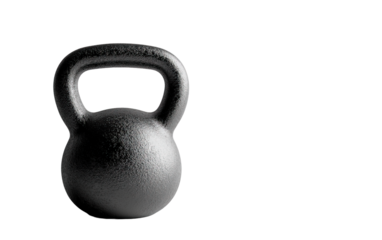 Black steel kettlebell isolated on white or transparent background