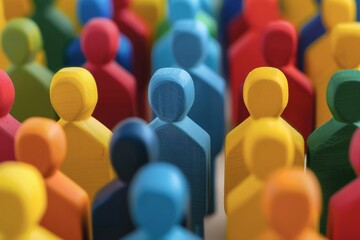 A large crowd of diverse people in paper cut-out style. Beautiful simple AI generated image