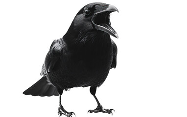 Black crow isolated on white or transparent background