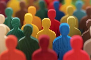 A large crowd of diverse people in paper cut-out style. Beautiful simple AI generated image