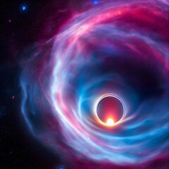 Obraz premium A black hole in space with a nebula in the background.