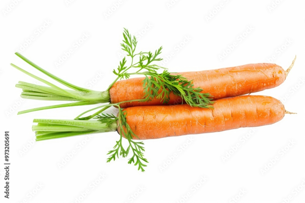 Poster a pair of fresh carrots placed on a clean and simple white surface