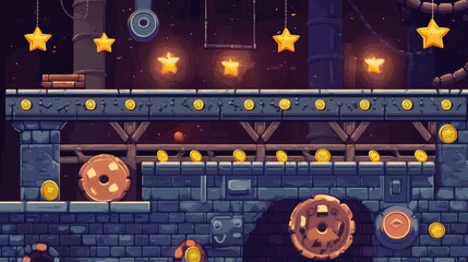 Retro Arcade Game Level Map Interface. AI generated illustration