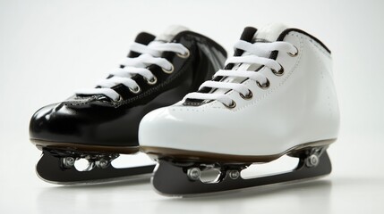 Sporty elegance: black and white ice skating shoes for winter activities and design inspiration
