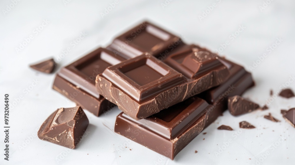 Aufkleber a stack of chocolates sits atop a wooden table, perfect for snacking or displaying