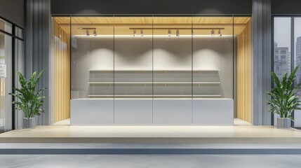 Empty Glass Showcase for Retail Display. AI generated illustration