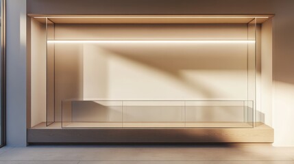Empty Glass Showcase for Retail Display. AI generated illustration