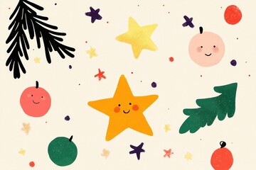 A beautiful night sky with twinkling stars and fluffy clouds. Perfect for backgrounds or celestial-themed designs. Beautiful simple AI generated image