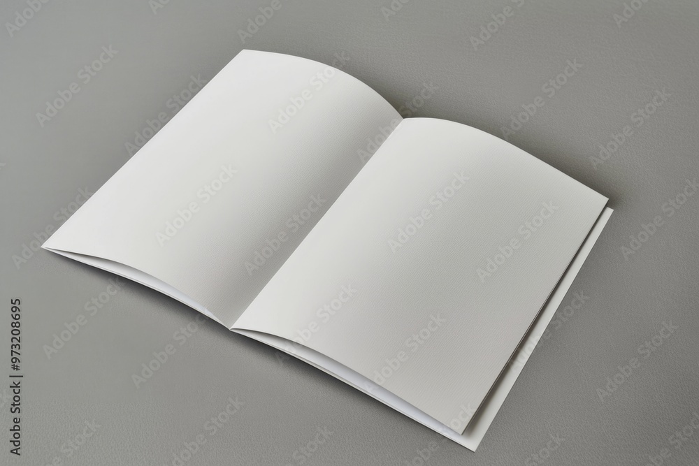 Poster a simple white book lying open on a table, ideal for educational or office settings