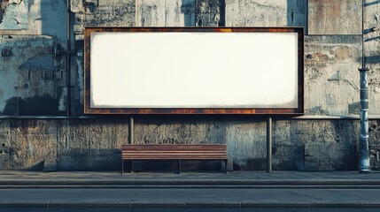 Blank Billboard on Street Wall. AI generated illustration