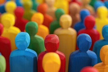 A tightly framed scene of a diverse, paper cut-out crowd, each figure distinct yet part of a larger, colorful community. Beautiful simple AI generated image