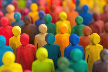 Large, vibrant crowd of diverse paper-cutout people, symbolizing unity, diversity, and community in a colorful style.. Beautiful simple AI generated image