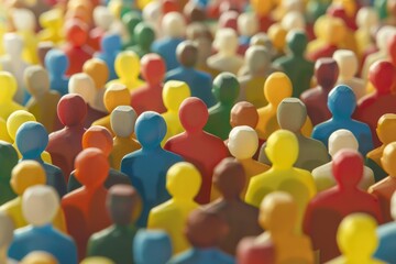Obraz premium Large, vibrant crowd of diverse paper-cutout people, symbolizing unity, diversity, and community in a colorful style.. Beautiful simple AI generated image