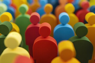 Large, vibrant crowd of diverse paper-cutout people, symbolizing unity, diversity, and community in a colorful style.. Beautiful simple AI generated image