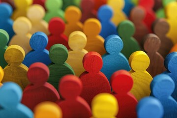 Large, vibrant crowd of diverse paper-cutout people, symbolizing unity, diversity, and community in a colorful style.. Beautiful simple AI generated image