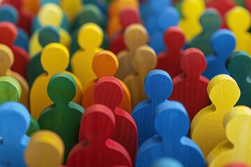 A tightly framed scene of a diverse, paper cut-out crowd, each figure distinct yet part of a larger, colorful community. Beautiful simple AI generated image