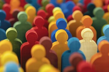 Fototapeta premium Multi-ethnic group representing society in vector illustration.. Beautiful simple AI generated image