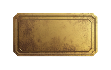 Blank golden ticket isolated on white or transparent background