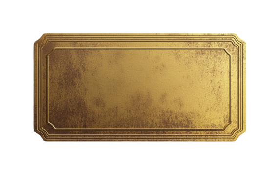Blank golden ticket isolated on white or transparent background