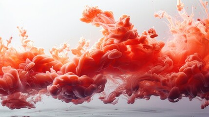 Vibrant Red Ink Flowing in Isolation on White Background