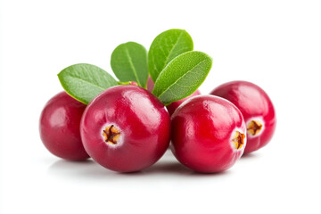 plums with leaves isolated on white background