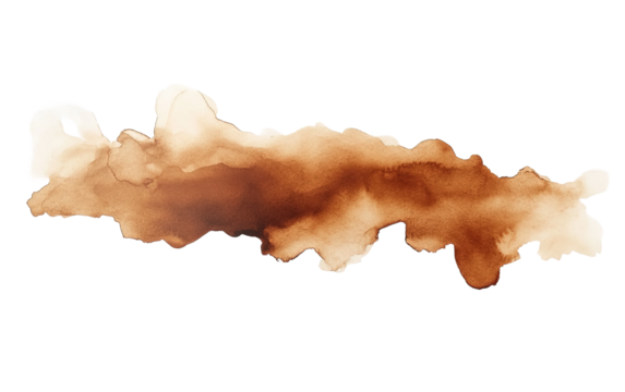 Brown Stain Paint Watercolor isolated on white or transparent background