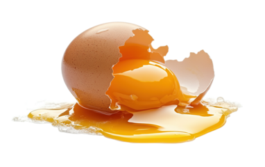 Broken egg isolated on white or transparent background