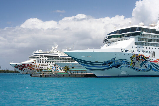 Nassau, Bahamas - April 16, 2008: The Norwegian Spirit and Gem Cruise Ships docked in Nassau Cruise Port