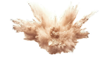 Obraz premium Brown Powder Explosion isolated on white or transparent background