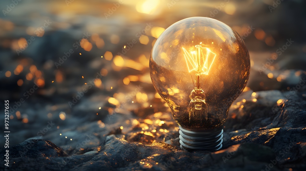 Poster illuminated 3d rendering of breakthrough ideas concept image