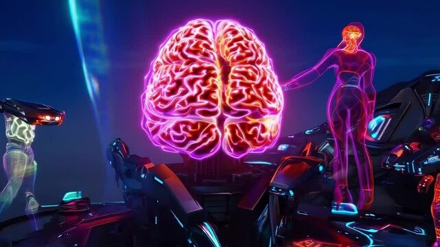 Vivid Neurological Activity in Brain Simulation Illustration
