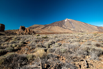 Teide mountain and landscape view at Teide National Park, Santa Cruz Tenerife island, Spain